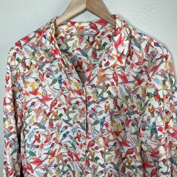 John Mark Hummingbird Print Button Up Art to Wear Shirt Large - Picture 2 of 10